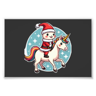 Kawaii Axolotl Eenhoorn Kerstmis Kerstman Prettig Foto Afdruk