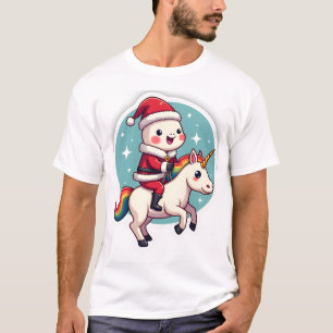 Kawaii Axolotl Eenhoorn Kerstmis Kerstman Prettig  T-shirt