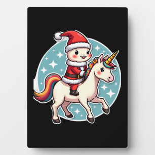 Kawaii Axolotl Eenhoorn Kerstmis Santa Prettig Ker Fotoplaat