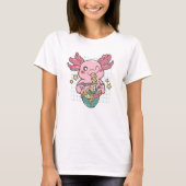 Kawaii Axolotl eet Ramen T-shirt (Voorkant)