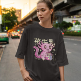 Kawaii Axolotl en aardbeienmelk T-shirt
