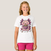 KAWAII AXOLOTL ETEN RAMEN ANIME T-SHIRT (Voorkant volledig)