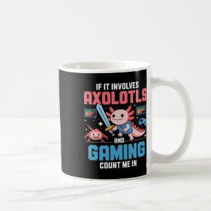 Kawaii Axolotl Gamer T-shirt Voor Jongens Meisjes Koffiemok