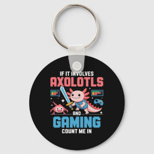 Kawaii Axolotl Gamer T-shirt Voor Jongens Meisjes Sleutelhanger