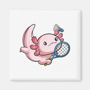 Kawaii Axolotl Grappige Badmintonspeler Magneet