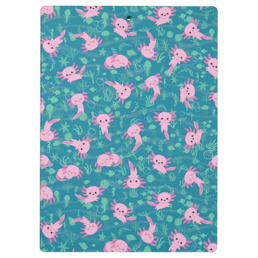 Kawaii Axolotl in oceaan klembord (Achterkant)