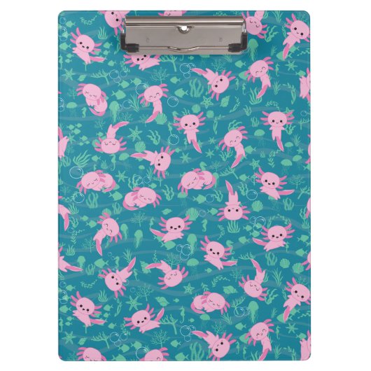 Kawaii Axolotl in oceaan klembord (Voorkant)