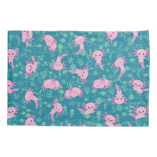 Kawaii Axolotl in oceaan Kussensloop (Achterkant)
