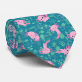 Kawaii Axolotl in oceaan Stropdas (Opgerold)