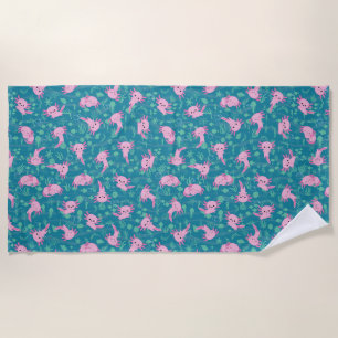 Kawaii Axolotl in Ocean Beach Handdoek