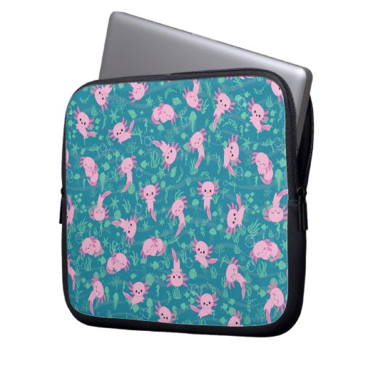 Kawaii Axolotl in Ocean Electronics Bag Laptop Sleeve (Voorkant Links)
