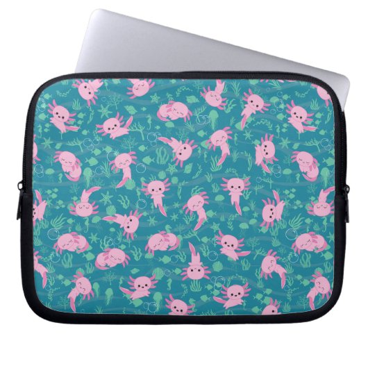 Kawaii Axolotl in Ocean Electronics Bag Laptop Sleeve (Voorkant)