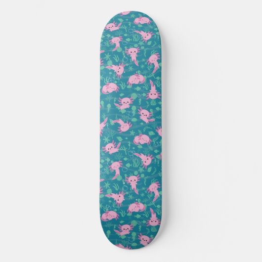 Kawaii Axolotl in Ocean Skateboard (Voorkant)