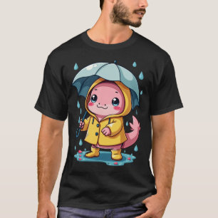 Kawaii Axolotl in Regencape Mooie Weer T-shirt