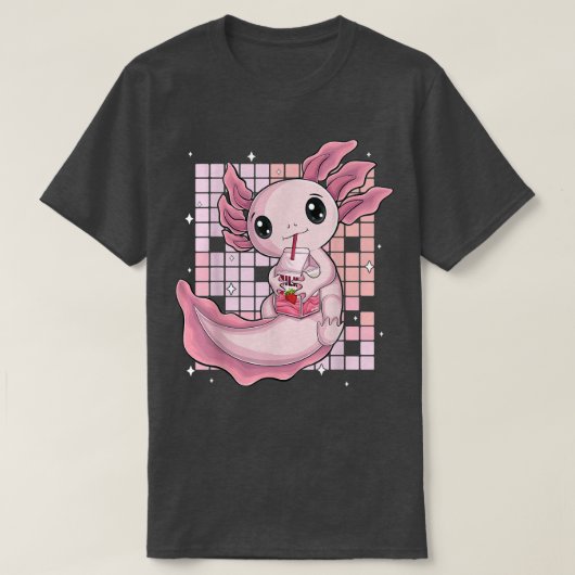Kawaii Axolotl Japanse aardbeienmelk Schudanim T-shirt (Design voorkant)