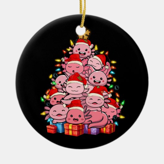 Kawaii Axolotl Kerstboom Axolotl Pyjama Pet X Keramisch Ornament (Voorkant)