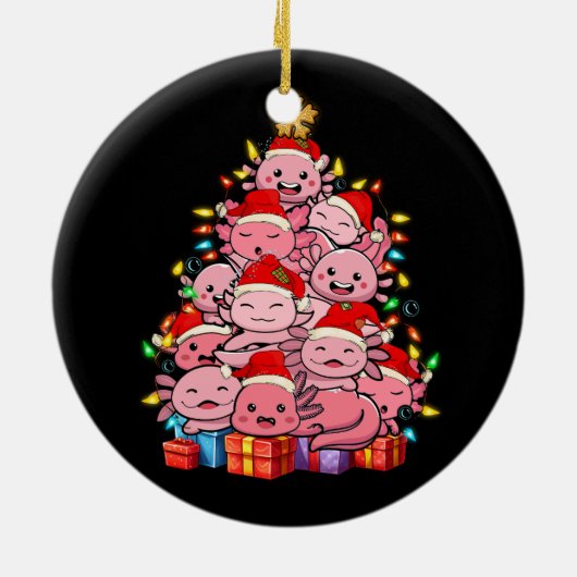 Kawaii Axolotl Kerstboom Axolotl Pyjama Pet X Keramisch Ornament (Achterkant)