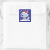 Kawaii Axolotl Kerstmis Vierkante Sticker (Tas)