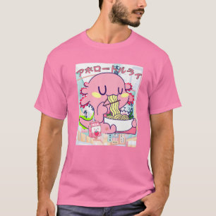 Kawaii Axolotl Life Ramen Strawberry Milk Shake Ja T-shirt