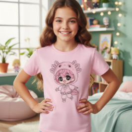Kawaii Axolotl Meisje Chibi Kids T-Shirt