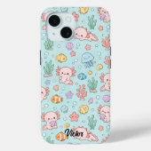 Kawaii Axolotl Ocean Pattern Phone Case (Achterkant)