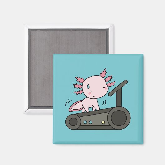 Kawaii Axolotl op loopband Magneet (Voorkant / Achterkant)