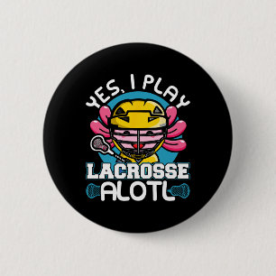 Kawaii Axolotl Pun Funny Ja, ik speel Lacrosse Alo Ronde Button 5,7 Cm