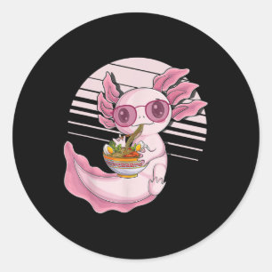 Kawaii Axolotl Ramen Noodles Japanese Food Anime G Ronde Sticker