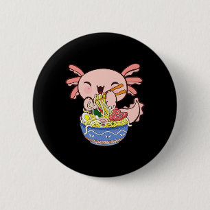 Kawaii Axolotl Ramen Noodles Japans Anime Kinder T Ronde Button 5,7 Cm