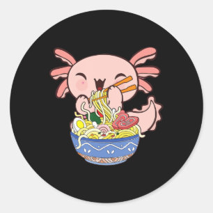 Kawaii Axolotl Ramen Noodles Japans Anime Kinder T Ronde Sticker