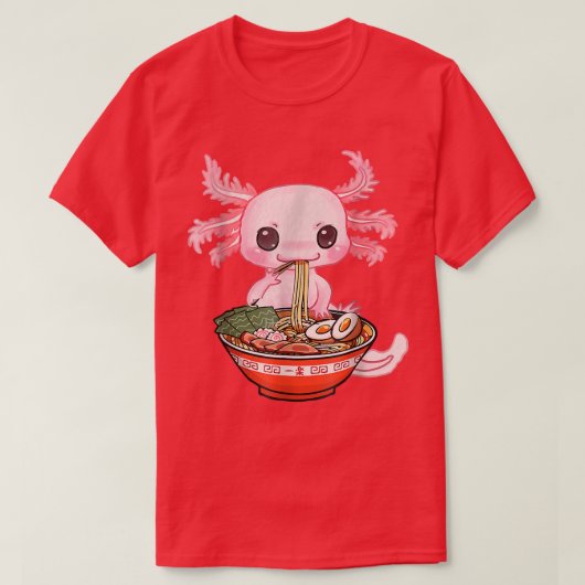 Kawaii Axolotl Ramen Noodles Japans Anime Otaku T-shirt (Design voorkant)