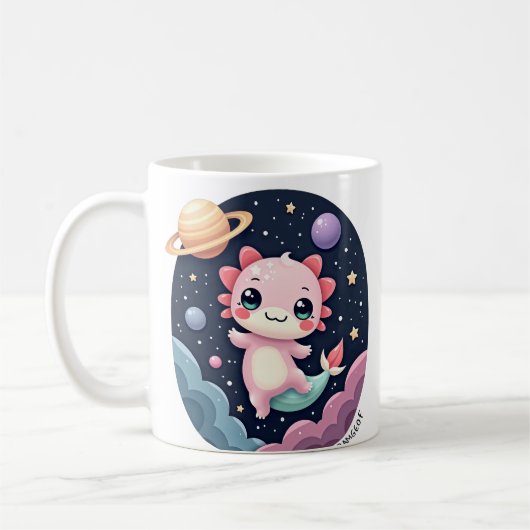 Kawaii Axolotl Ruimte Galaxy Kosmisch Sterrenstof Koffiemok (Links)
