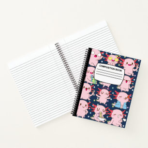 Kawaii Axolotl spiraal notitieboek
