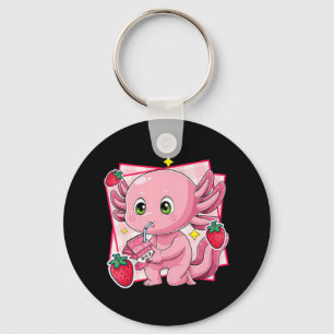 Kawaii Axolotl Strawberry Milk Japans Anime Gift Sleutelhanger