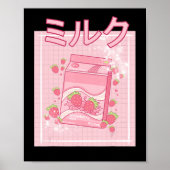 Kawaii Axolotl Strawberry Milk Shake Carton Japane Poster (Voorkant)