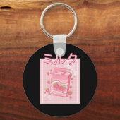 Kawaii Axolotl Strawberry Milk Shake Carton Japane Sleutelhanger (Voorkant)