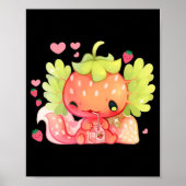 Kawaii Axolotl Strawberry Milk Shake Japanse Anim Poster (Voorkant)