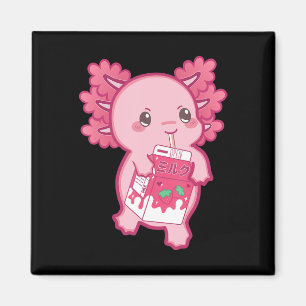 Kawaii Axolotl Strawberry Milk Teen Girl Kinder Ja Magneet