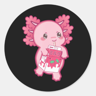Kawaii Axolotl Strawberry Milk Teen Girl Kinder Ja Ronde Sticker