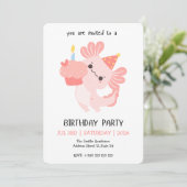 Kawaii Axolotl Verjaardagsfeest Uitnodiging (Staand voorkant)