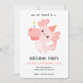 Kawaii Axolotl Verjaardagsfeest Uitnodiging (Voorkant)