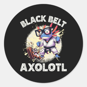 Kawaii Axolotl Zwarte Band Karate Kickboksen Marti Ronde Sticker