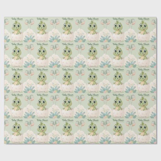 Kawaii Baby Alligator Broedeieren Waterverf Cadeaupapier (Vlak)