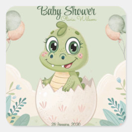 Kawaii Baby Alligator Broedeieren Waterverf Vierkante Sticker