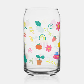 Kawaii Baby bloem en Palmboom patroon mok Blikvorm Glas