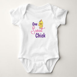 Kawaii Baby Chicks One Sweet Chick White Baby Bib Romper
