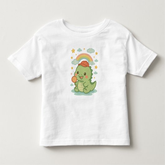 Kawaii Baby Dino with Candy Popsicle 🍭🦖☁️☀️ Kinder Shirts (Voorkant)