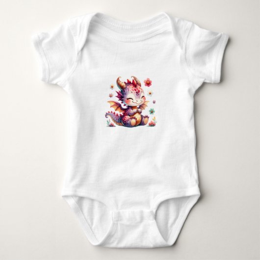 Kawaii Baby Draak Fantasie Kunst Romper (Voorkant)