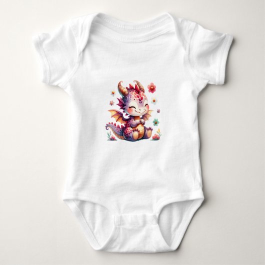 Kawaii Baby Dragon Fantasy Art Romper (Voorkant)