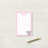 Kawaii Baby Elephant Soft Pink Post-it® Notes (Op bureau)